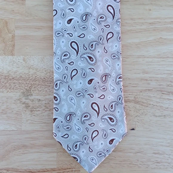 Paisley Patterned Tie - Cream and Brown - Ermenegildo Zegna - Picture 2 of 5